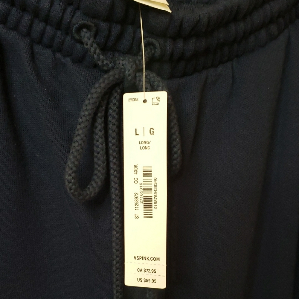 NWT TALL girl Friendly PINK Victoria's Secret Navy Drawstring Pants - Picture 7 of 17